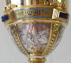 Solid silver gilt antique French Chalice.